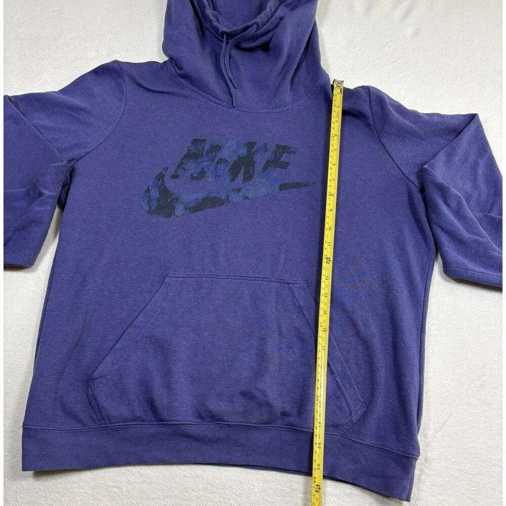Nike Women’s Purple Fleece Pullover Hoodie Camo Logo Kangaroo Pocket Large